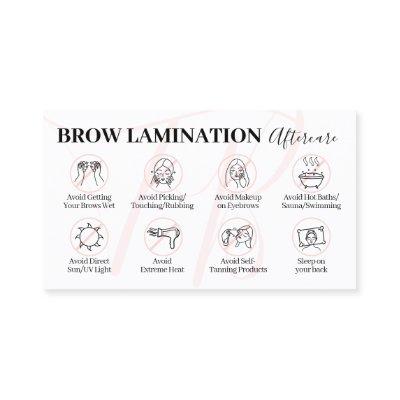 Pink Brow Lamination Aftercare Advice Instruction