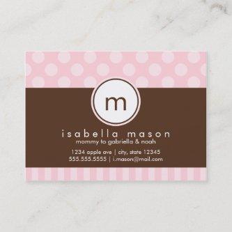 Pink & Brown Dots & Stripes Mommy Card