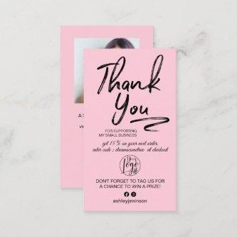 Pink brushed script photo logo order thank you