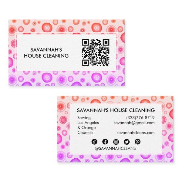 Pink Bubbles Minimal House Cleaning Janitorial QR