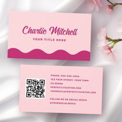 Pink burgundy retro name wavy waves border