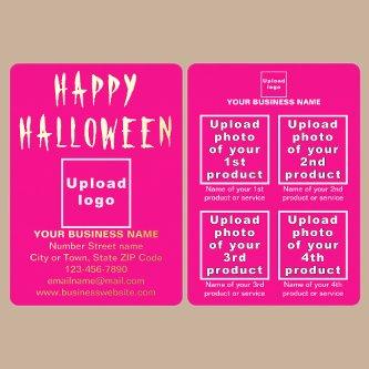 Pink Business Brand on Halloween Foil Holiday Card