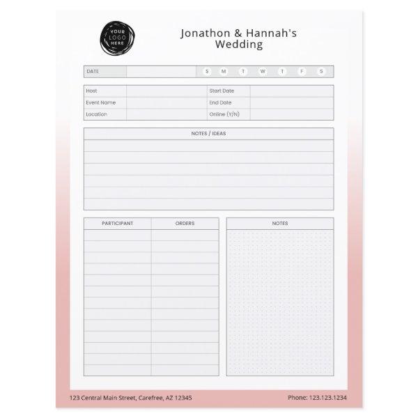 Pink Business Event Planning Worksheet