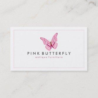 Pink Butterfly White Background Minimal Design