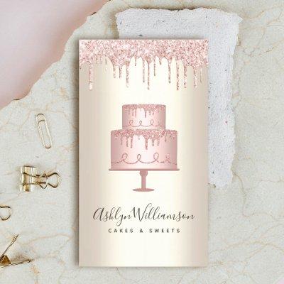 Pink Cake Bakery Glitter Drips Gold Chef Dessert