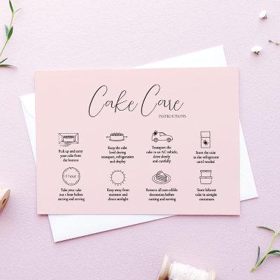 Pink Cake Care Instruction Card