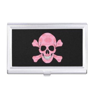 Pink Camo Skull And Crossbone  Holder