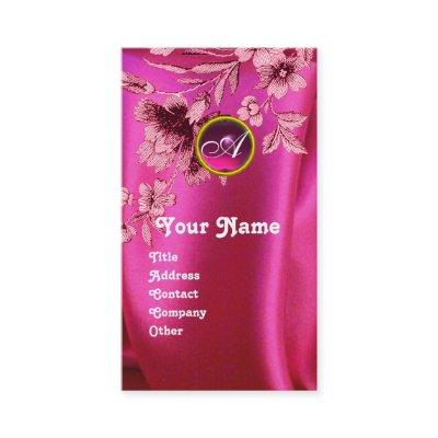 PINK CARNATIONS FUCHSIA SILK CLOTH, GEM MONOGRAM
