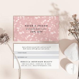 Pink Champagne Bokeh Referral Card