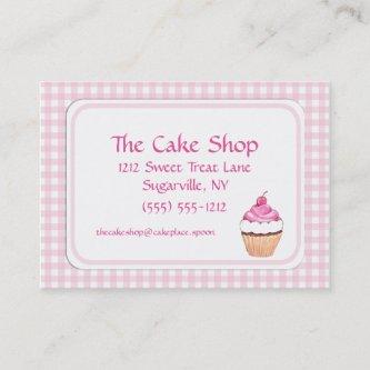 Pink Check Cake Shop Baker Bakery