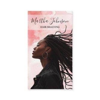 Pink Chic Afro American Braids Braiding QR Code