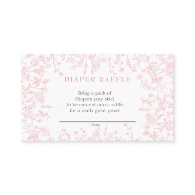 Pink Chinoiserie floral diaper raffle card, game