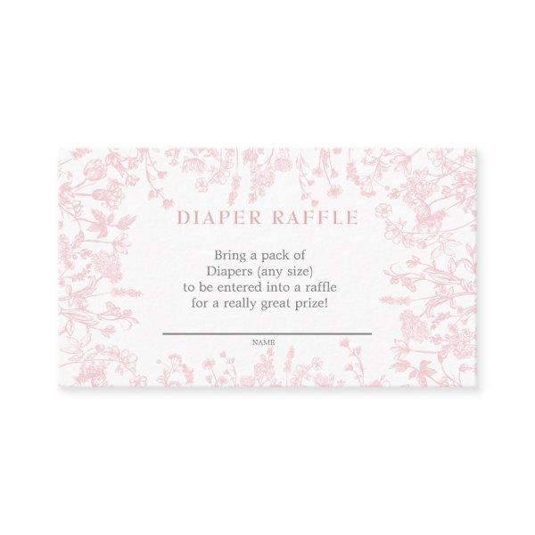 Pink Chinoiserie floral diaper raffle card, game