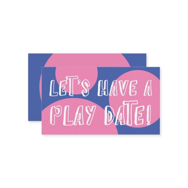Pink Circles on Blue Playful Play Date Calling Card