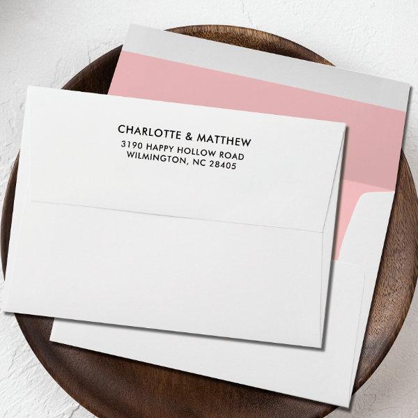 PINK CLASSIC Elegant return address family name Envelope
