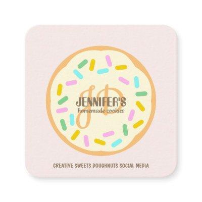 Pink Cream Blush Baked Creative Cookies Doughnut Square