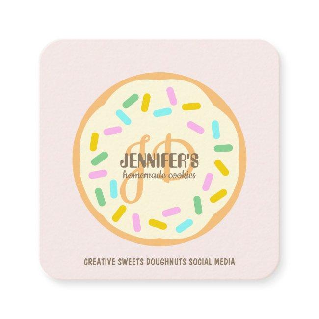 Pink Cream Blush Baked Creative Cookies Doughnut Square