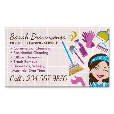 Pink Cute Cleaning Service Janitorial Lady  Magnet