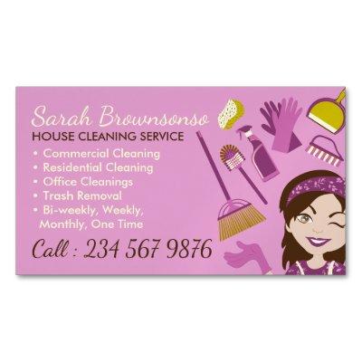 Pink Cute Cleaning Service Janitorial Lady design  Magnet