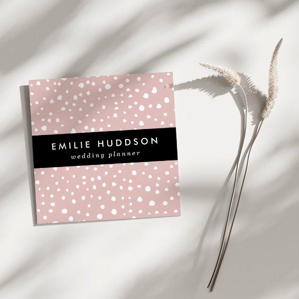 Pink Dalmatian Spots, Dalmatian Dots, Dotted Print Square