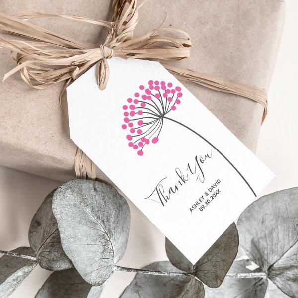 Pink Dandelion Gift Tags for Your Thank You Favors