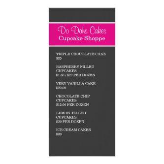 Pink & Dark Gray Dessert menu Rack Cards