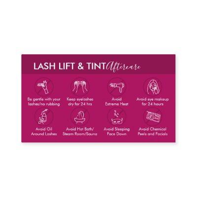 Pink Dark Lash Lift Tint Aftercare Instruction
