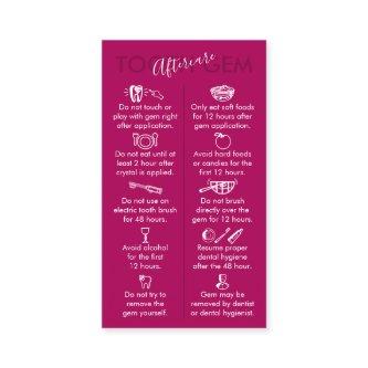 Pink Dark Physical Printed Tooth Gem Aftercare