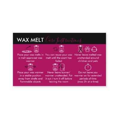 Pink Dark Wax Melt Care Instructions