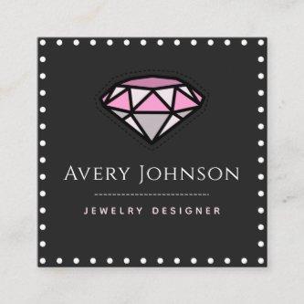 Pink Diamond Gemstone Jewelry Designer Modern Gray Square