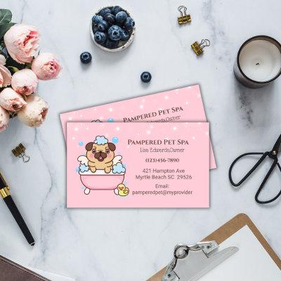 Pink  Dog Grooming Pug Dog Spa Appointment Card