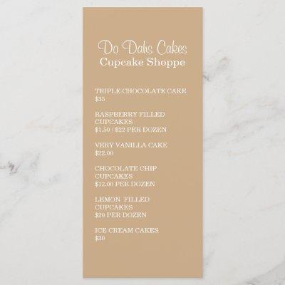 Pink Dots Dessert menu Rack Cards