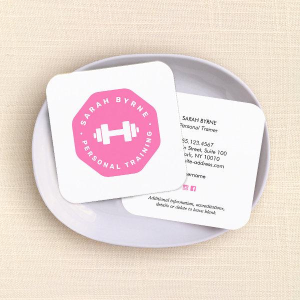 Pink Emblem Personal Trainer Training  Business Ca Square