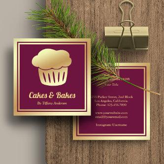Pink Faux Gold Foil Homemade Cupcake Bakery Square