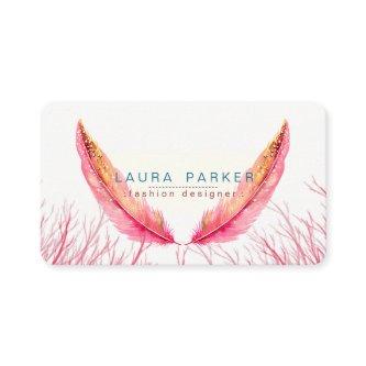 Pink Feathers Watercolor Boho Girly Chic