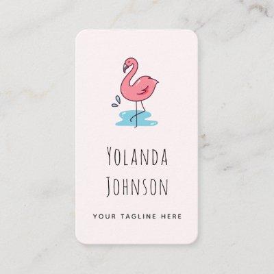 Pink Flamingo Illustration Add Logo & Social Media
