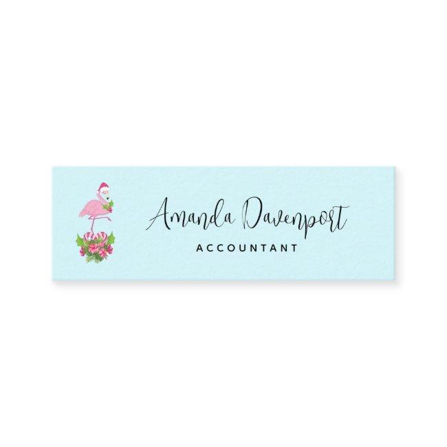 Pink Flamingo in Santa Hat Whimsical Christmas Mini