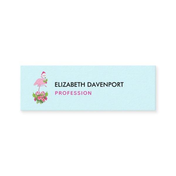 Pink Flamingo in Santa Hat with Candy Cane Bouquet Mini