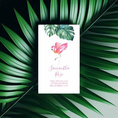 Pink Flamingo Monstera Palm Leaves