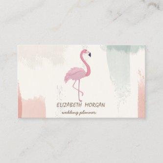 Pink Flamingo, Watercolor Brush Stroke