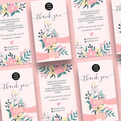 Pink floral bunch arms illustration thank you