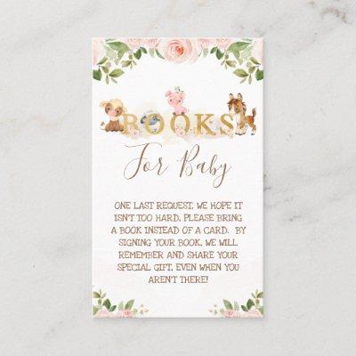 Pink Floral Girls Farm Baby Shower Book Request