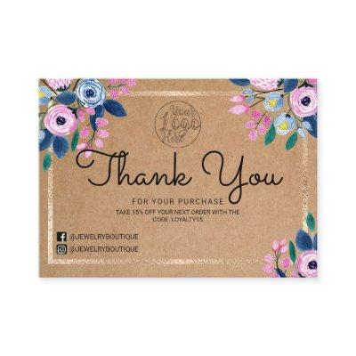 Pink Floral Gold Watercolor Customer Thank You
