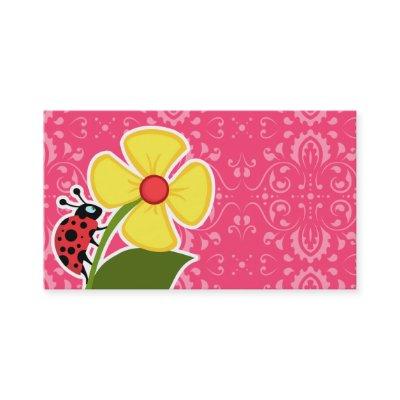 Pink Floral; Ladybug