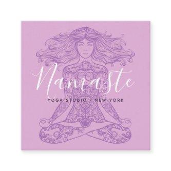 Pink floral mandala meditation yoga instructor square