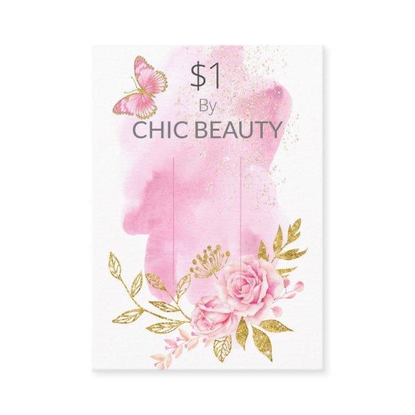 Pink Floral Soap Sample Price Display Card