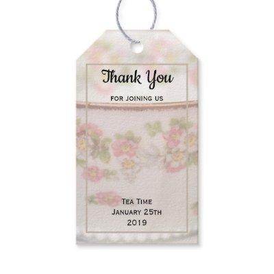 Pink Floral Teacup Tea Party Thank You Gift Tags