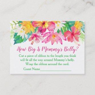 Pink Floral Tropical How Big Is Mommy's Belly Game Calling Card