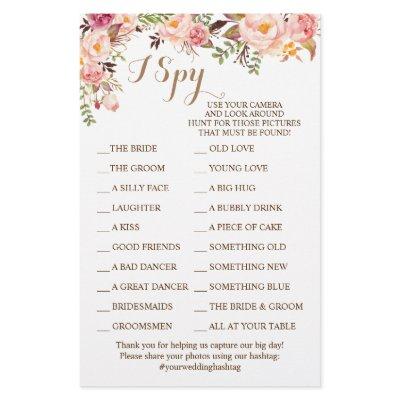 Pink Floral Wedding Reception I Spy Game Card Flyer