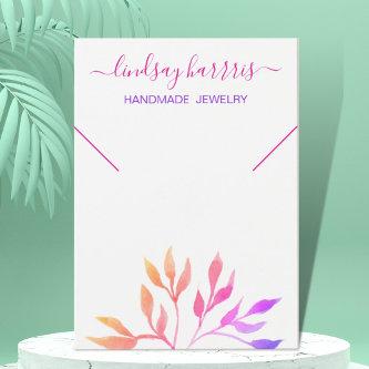 Pink Foliage Necklace Jewelry Display Card